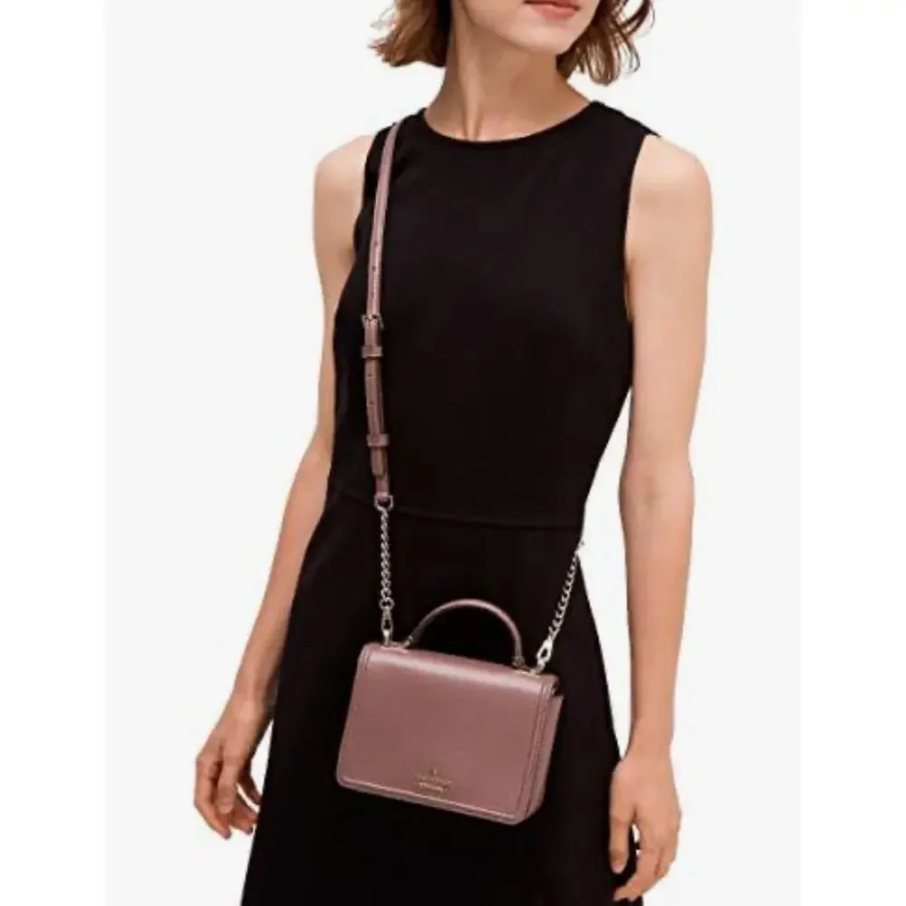 Kate Spade New York Leather Mini Crossbody Top Handle Mauve Small Chain Strap XS - Picture 2 of 12